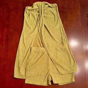 Brand New Scacto Olive Green Pleated Texture Tube Top & Shorts 2-Piece Set